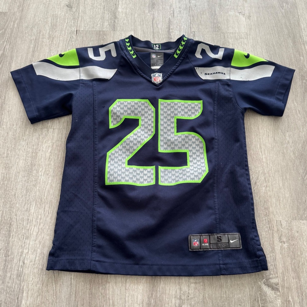 Nike Seattle Seahawks Richard Sherman 25 Youth Small Jersey Navy Blue NFL